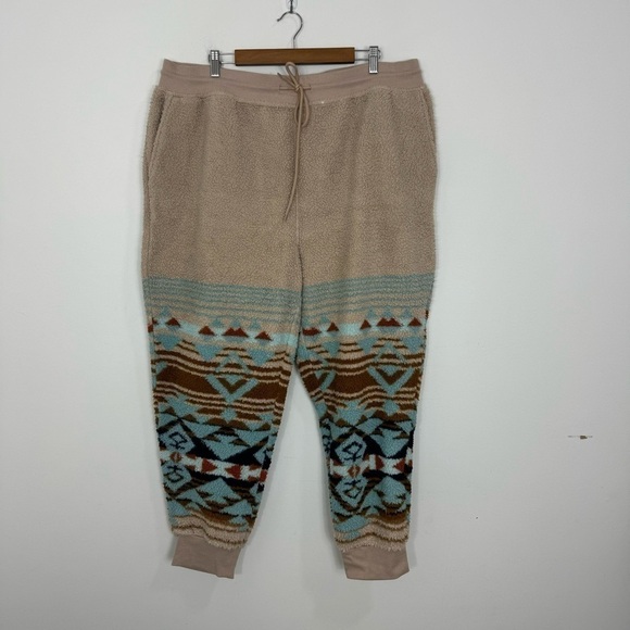 SUN + STONE Men's Desert Snow Geo-Print Fleece Joggers Size XXL Aztec Western - Picture 3 of 15